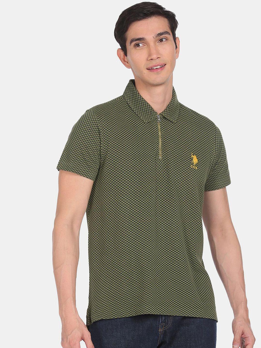 u s polo assn men green polo collar t-shirt