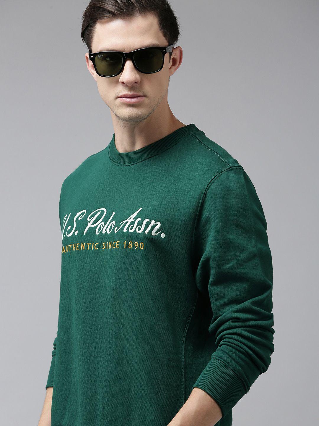 u s polo assn men green printed sweatshirt