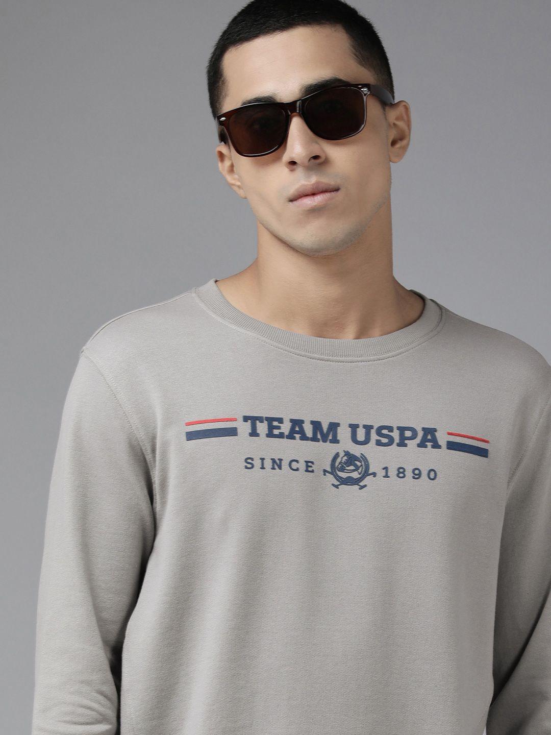 u s polo assn men grey printed sweatshirt