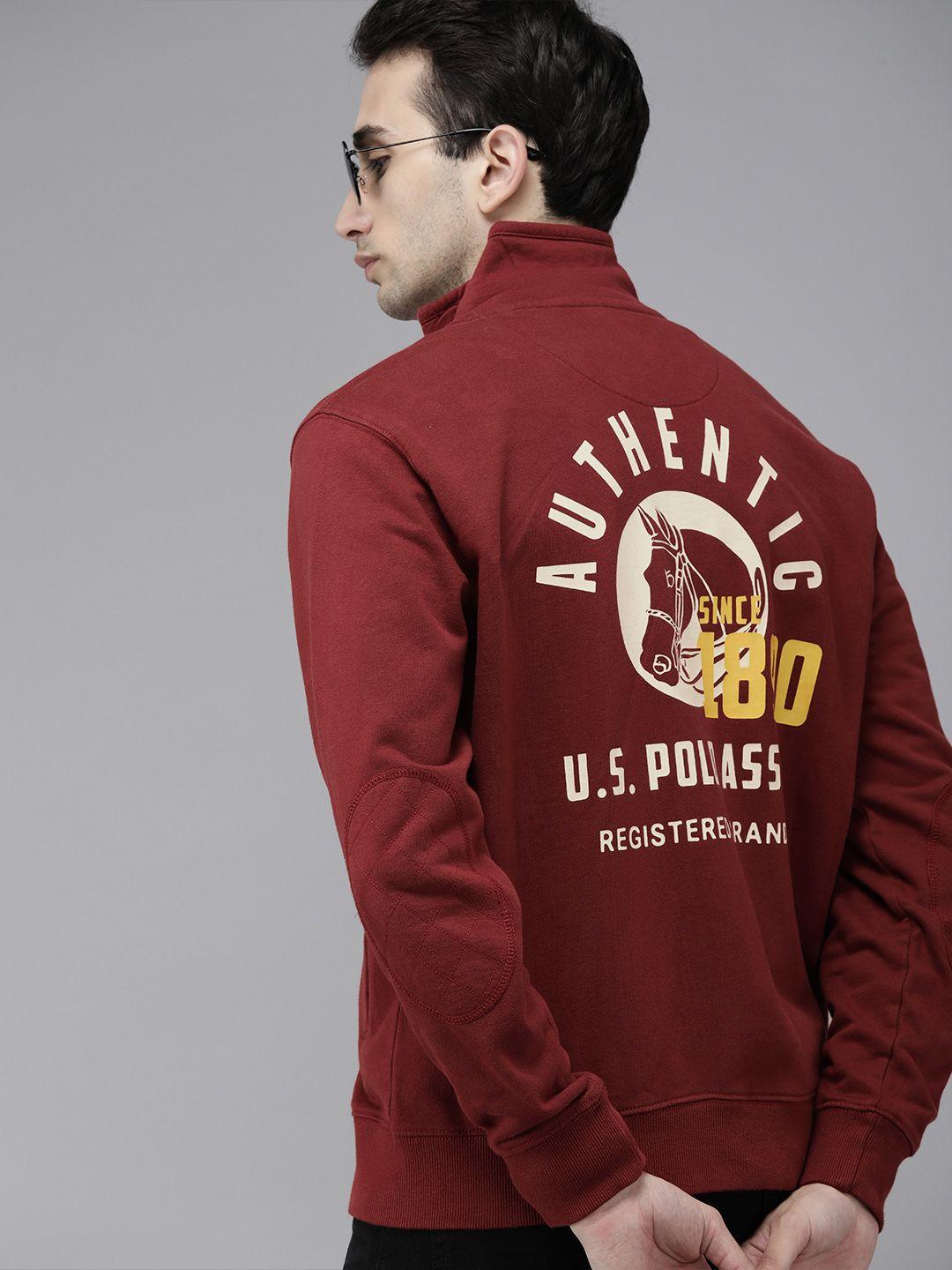 u s polo assn men maroon printed sweatshirt