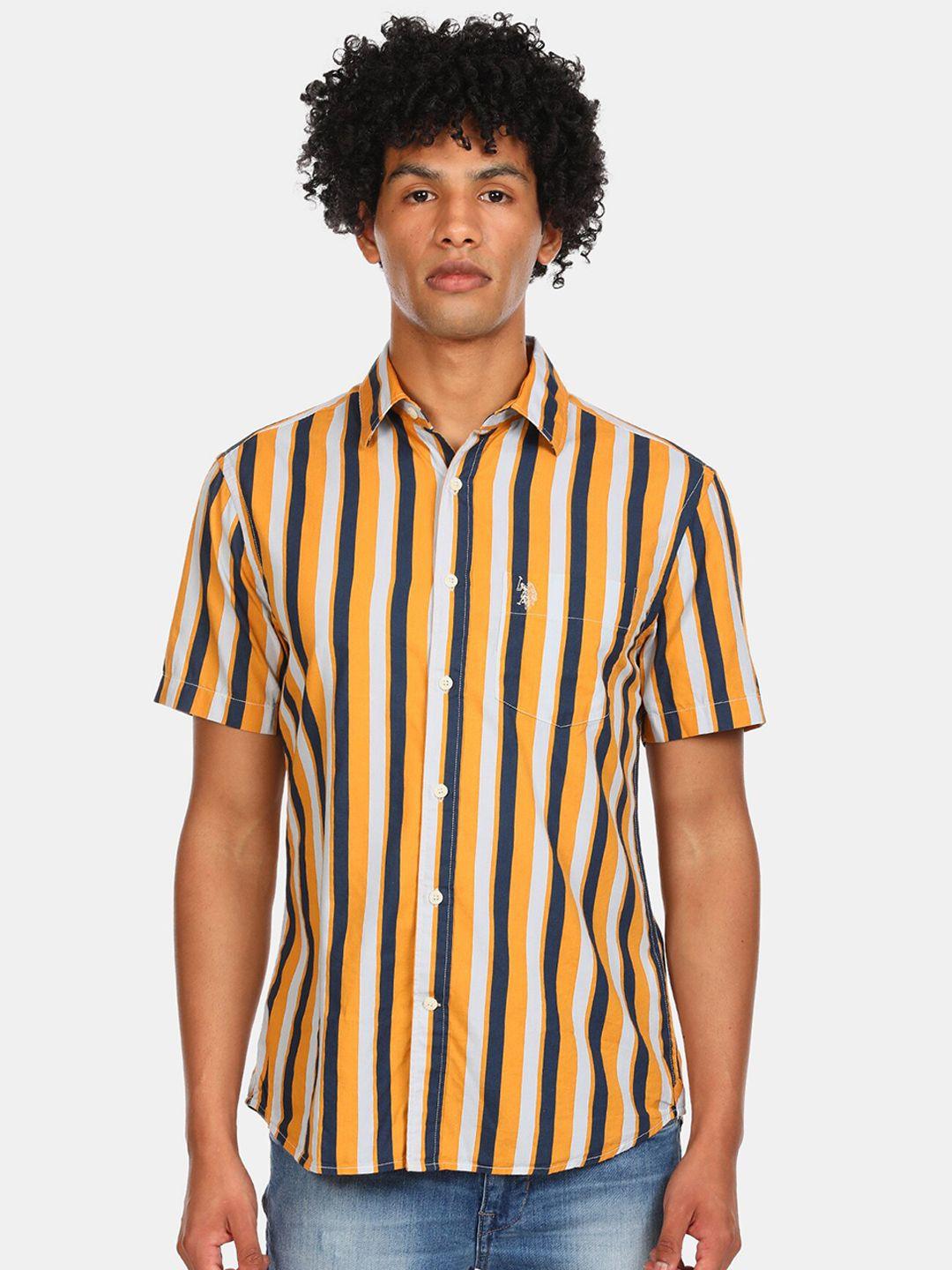 u s polo assn men multicoloured striped casual shirt