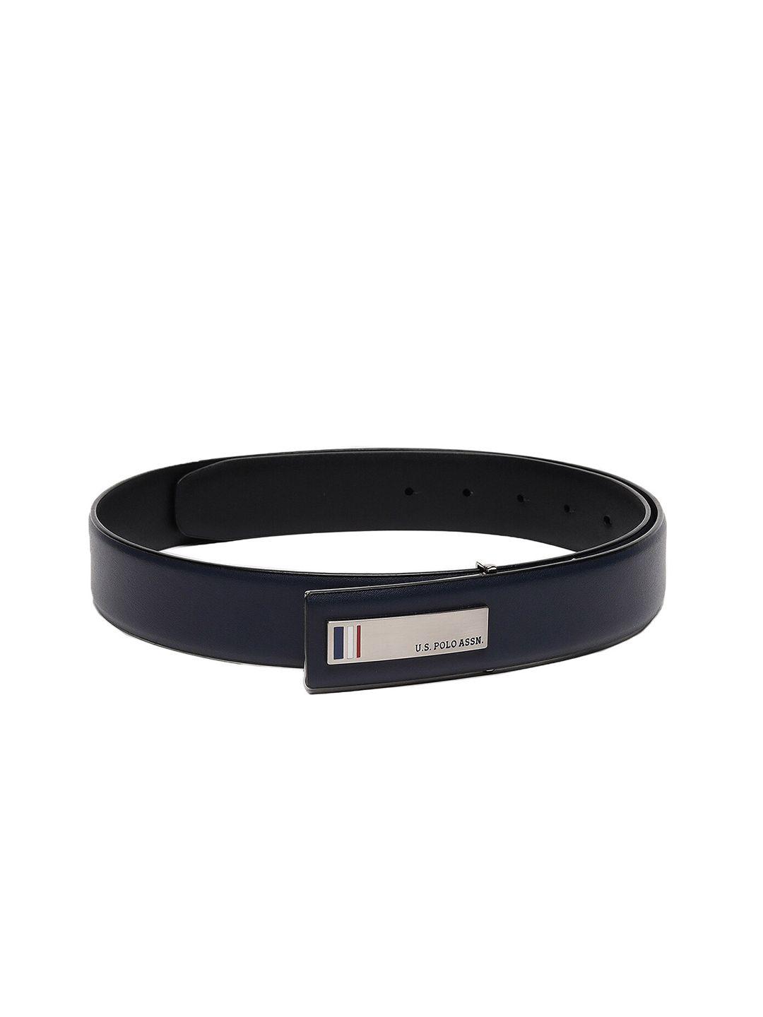 u s polo assn men navy blue leather belt