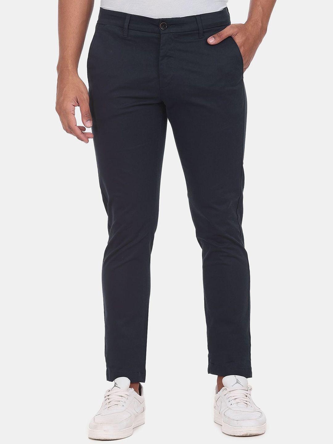 u s polo assn men navy blue solid trousers