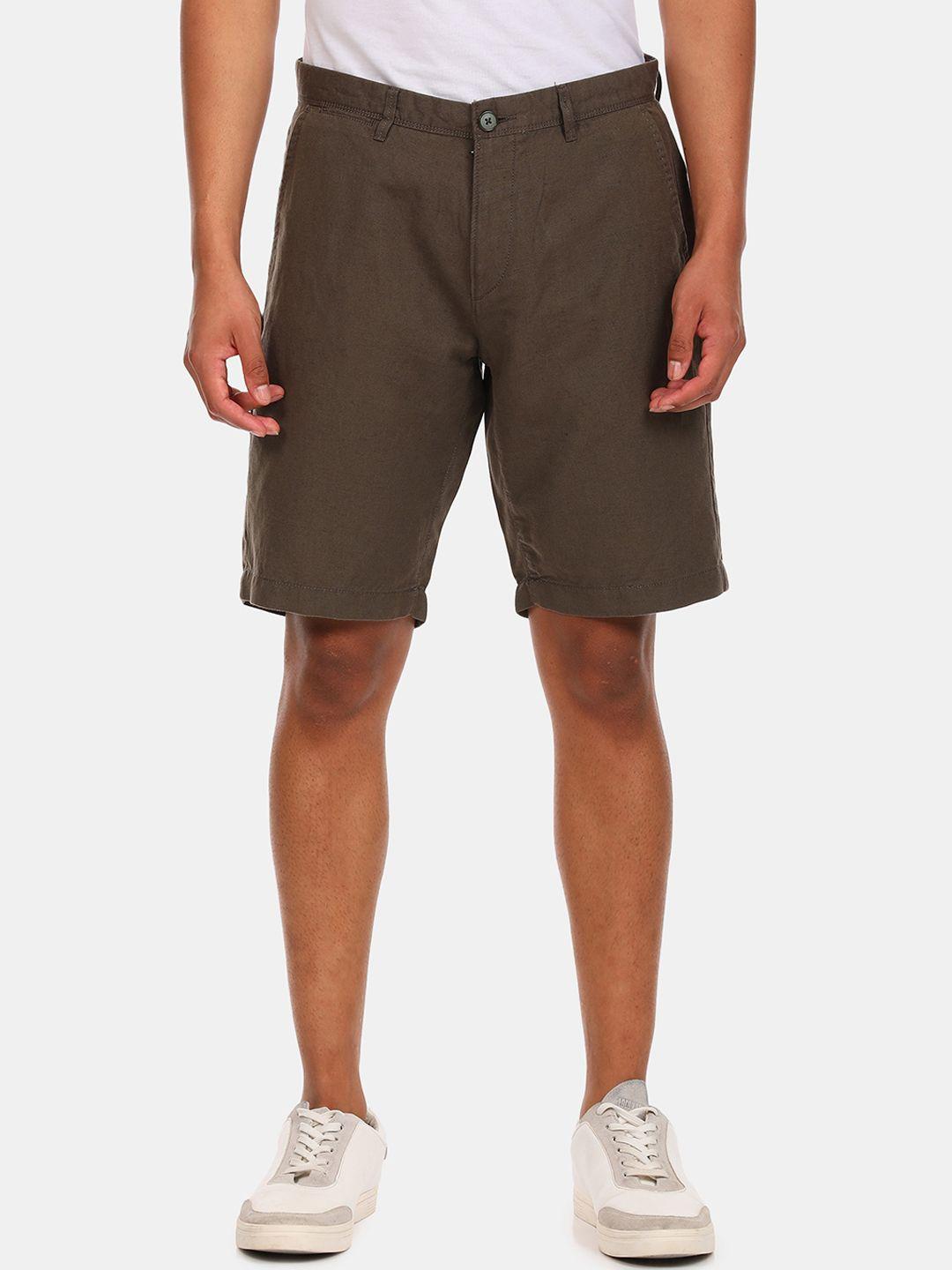 u s polo assn men olive green mid-rise regular shorts