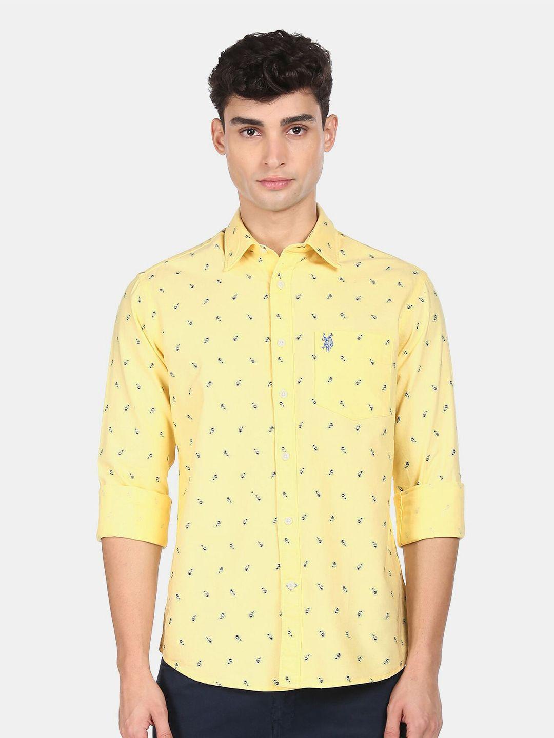 u s polo assn men printed pure cotton casual shirt