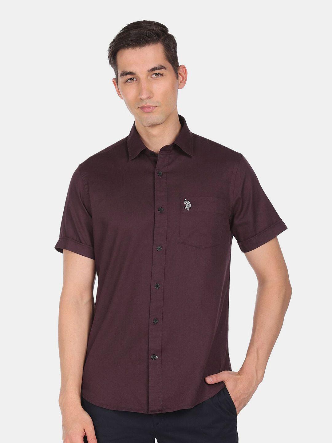 u s polo assn men purple casual shirt