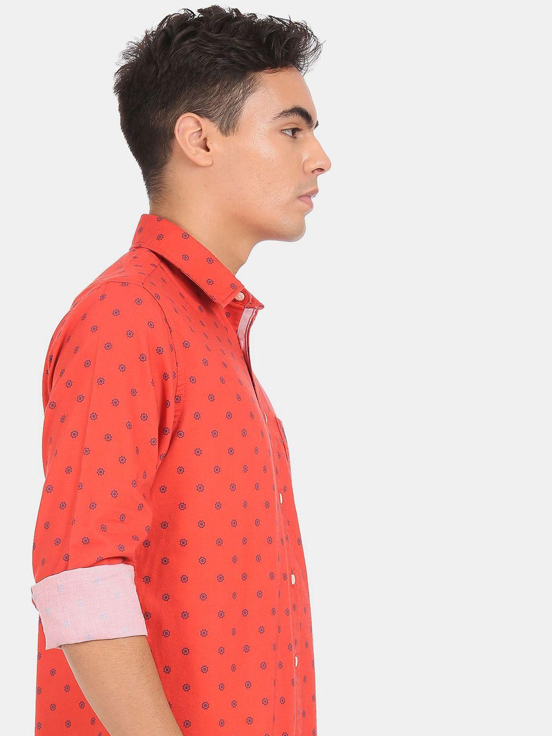 u s polo assn men red floral printed casual shirt