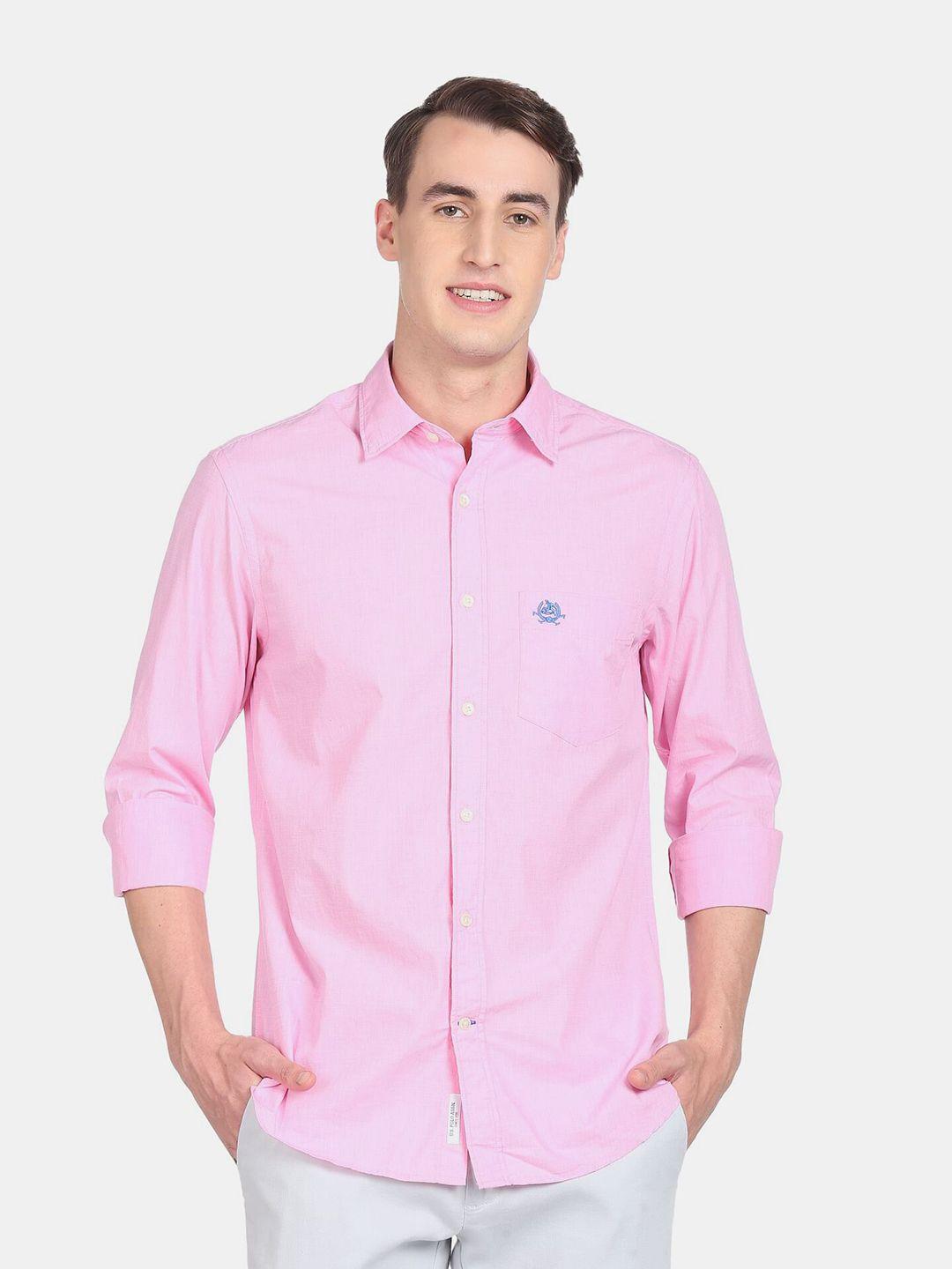 u s polo assn men regular fit solid cotton casual shirt