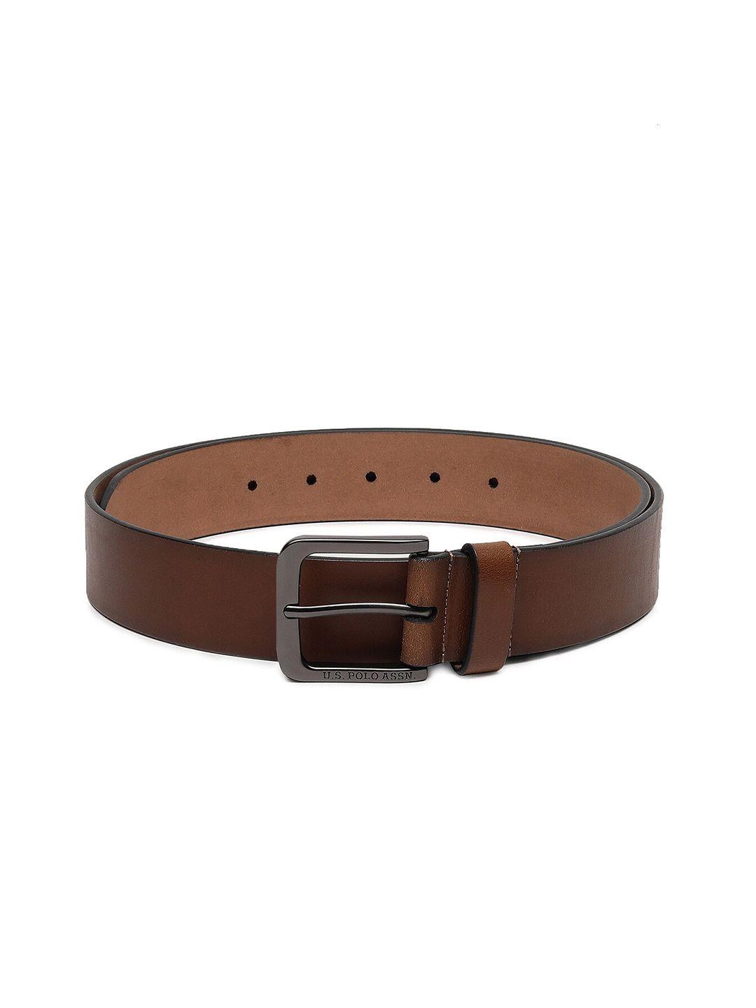 u s polo assn men tan leather belt