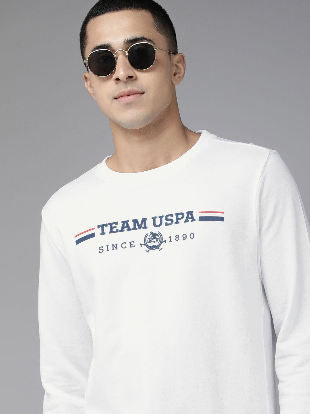 u s polo assn men white brand logo printed sweatshirt