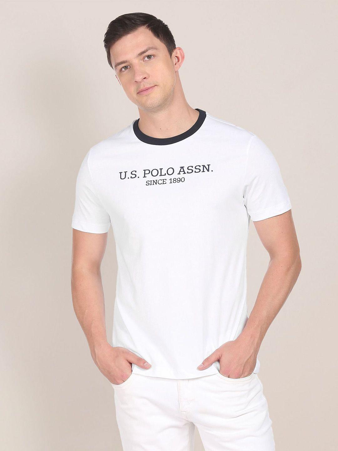 u s polo assn men white typography embroidered logo t-shirt