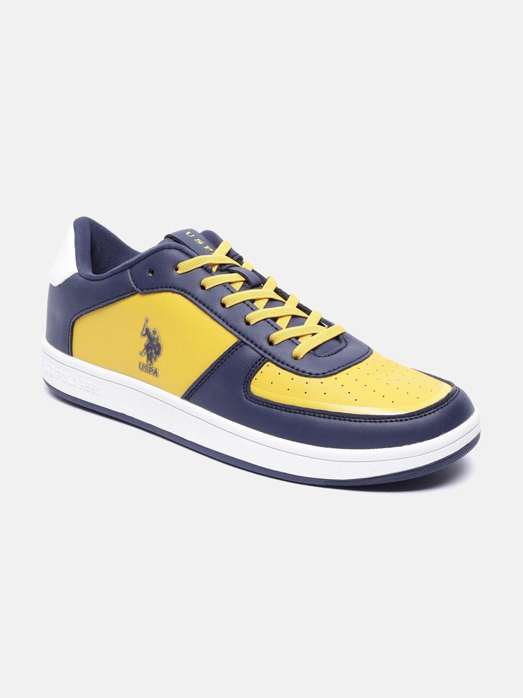 u s polo assn men yellow colourblocked pu sneakers