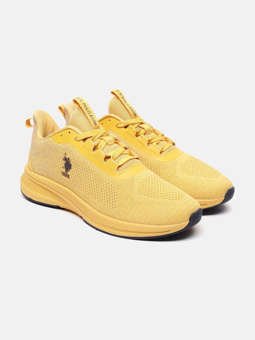 u s polo assn men yellow textile walking shoes