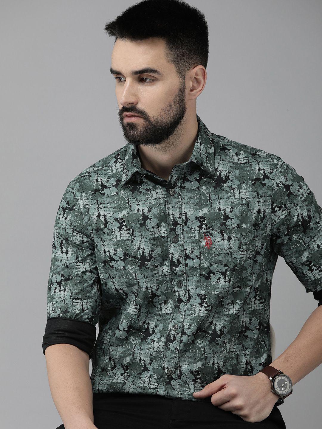 u s polo assn tailored fit printed pure cotton casual shirt