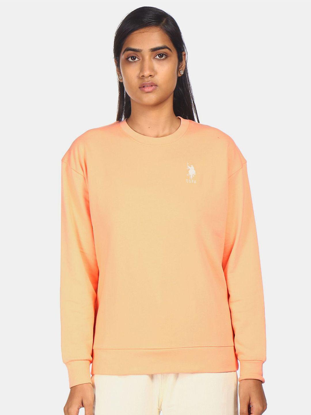 u s polo assn women orange sweatshirt