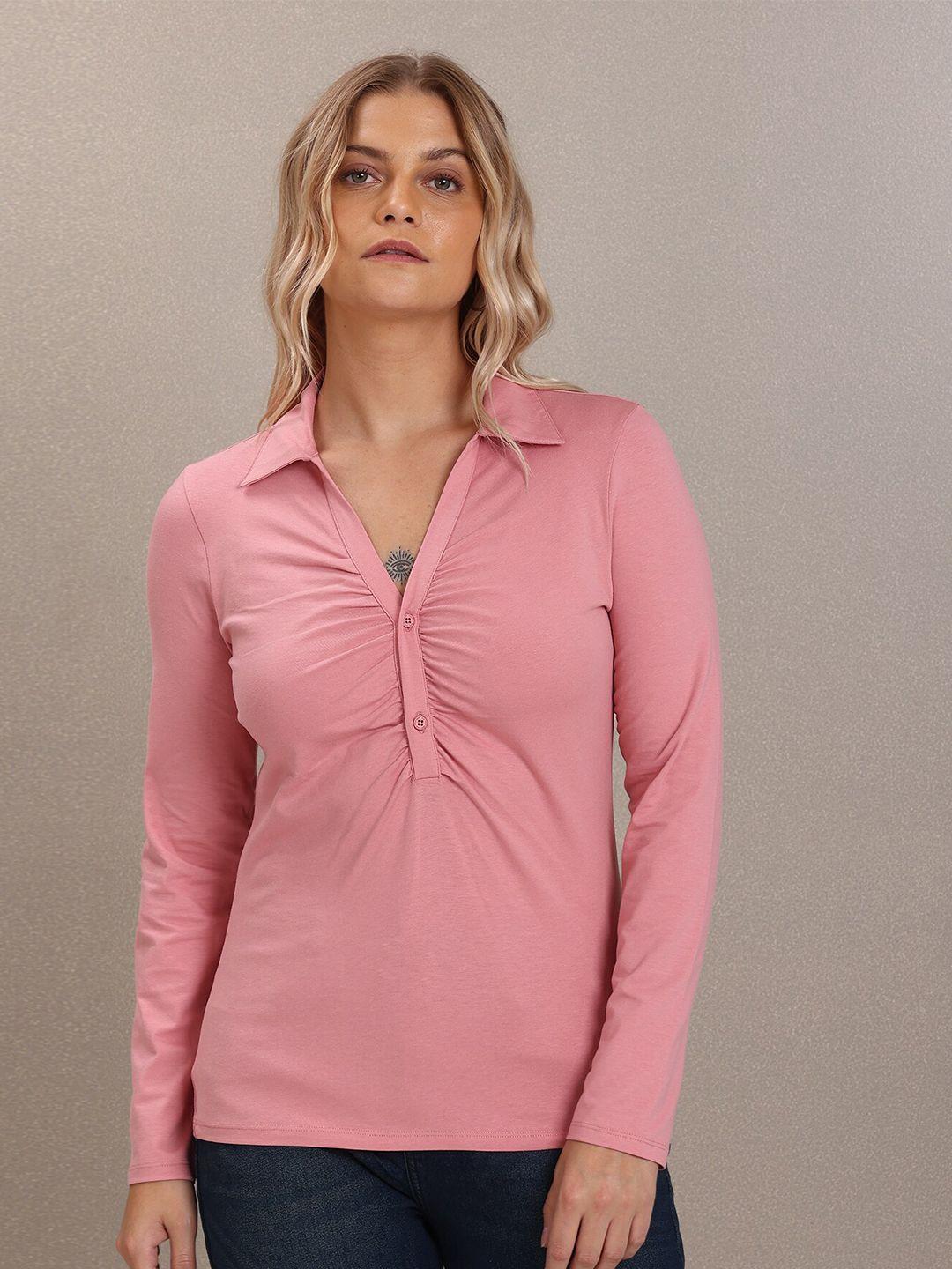 u s polo assn women pink v-neck slim fit cotton t-shirt