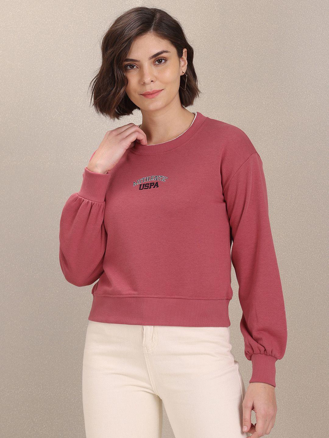 u s polo assn women women dusty pink solid sweatshirt