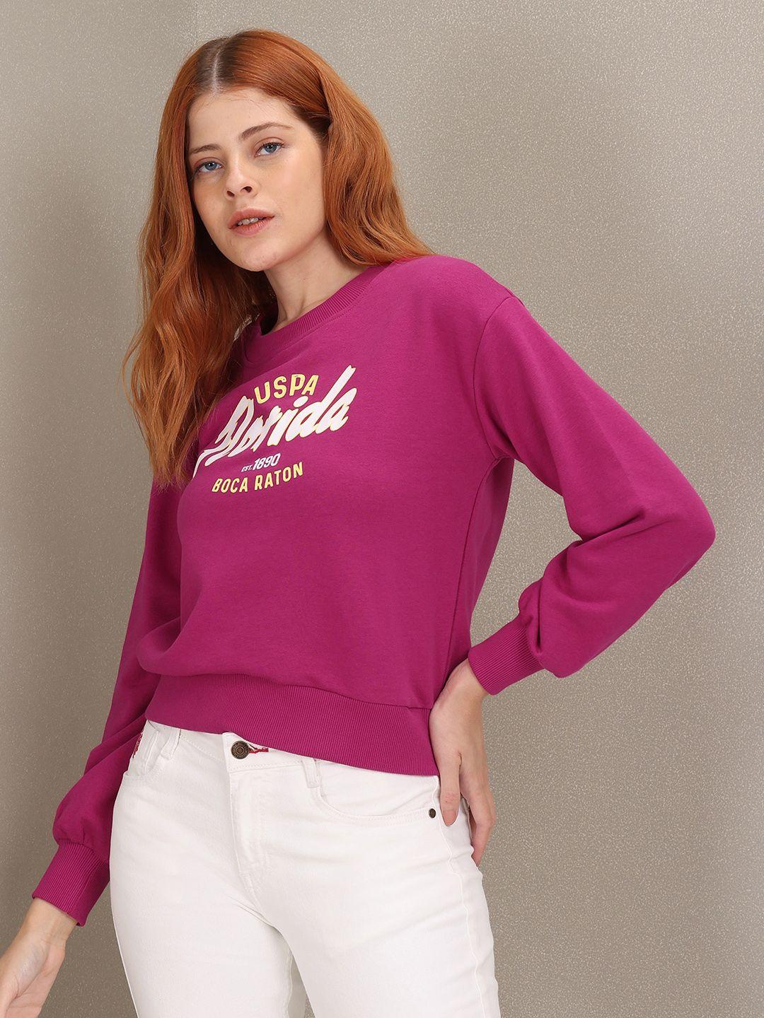 u s polo assn women women pink brand logo print sweatshirt