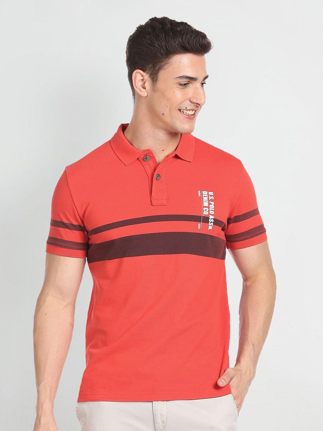 u u.s. polo assn. denim co. striped polo collar pure cotton slim fit t-shirt