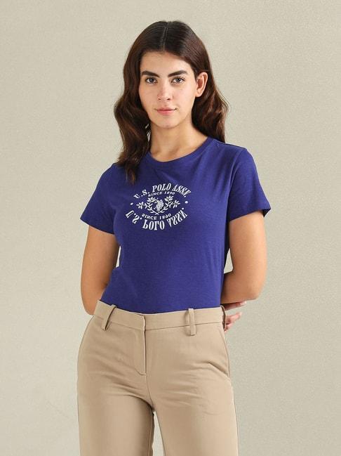 u.s. polo assn. blue cotton printed t-shirt