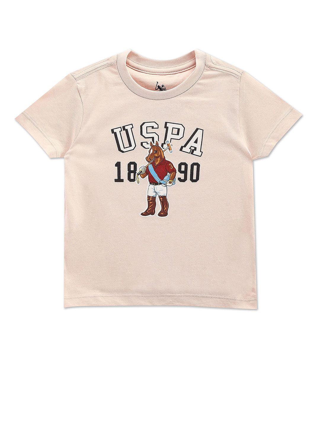 u.s. polo assn. boys typography printed pure cotton t-shirt