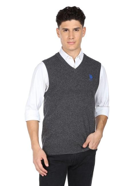 u.s. polo assn. charcoal regular fit heathered sweater