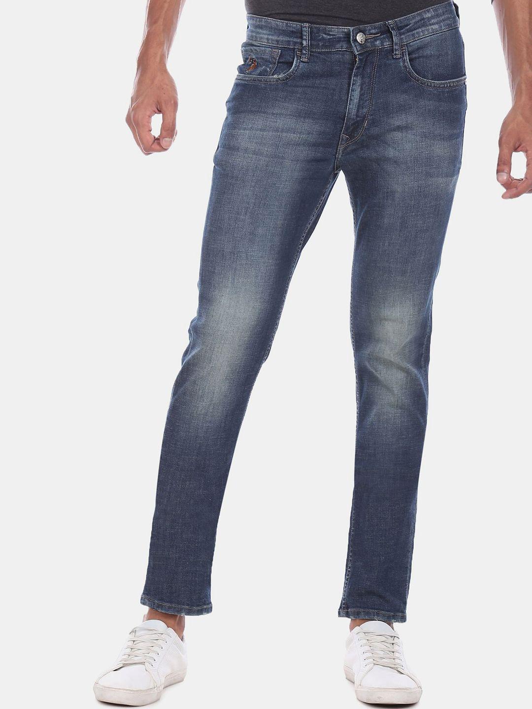 u.s. polo assn. denim co. men blue slim fit mid-rise clean look stretchable jeans