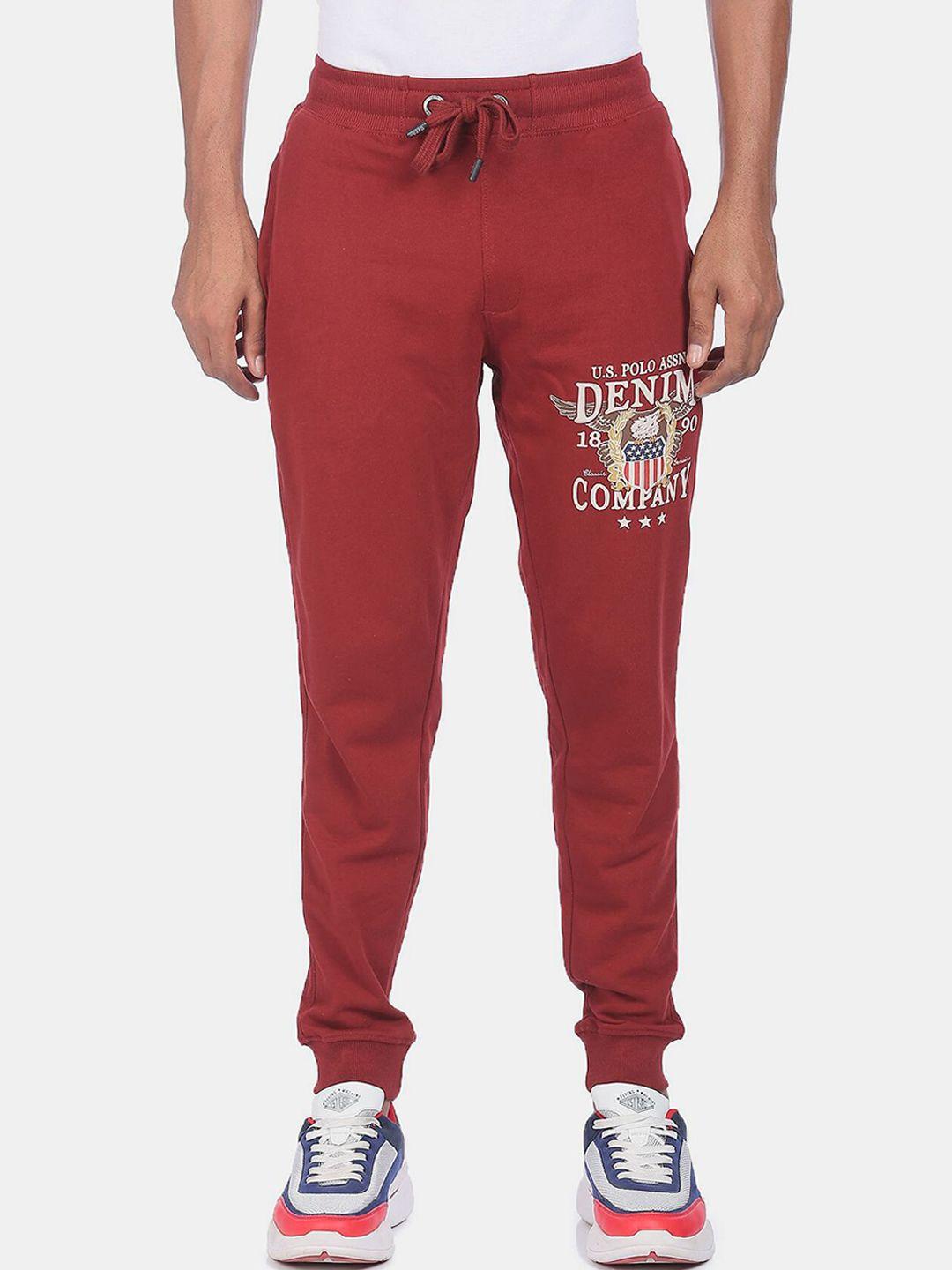 u.s. polo assn. denim co. men maroon solid straight fit joggers