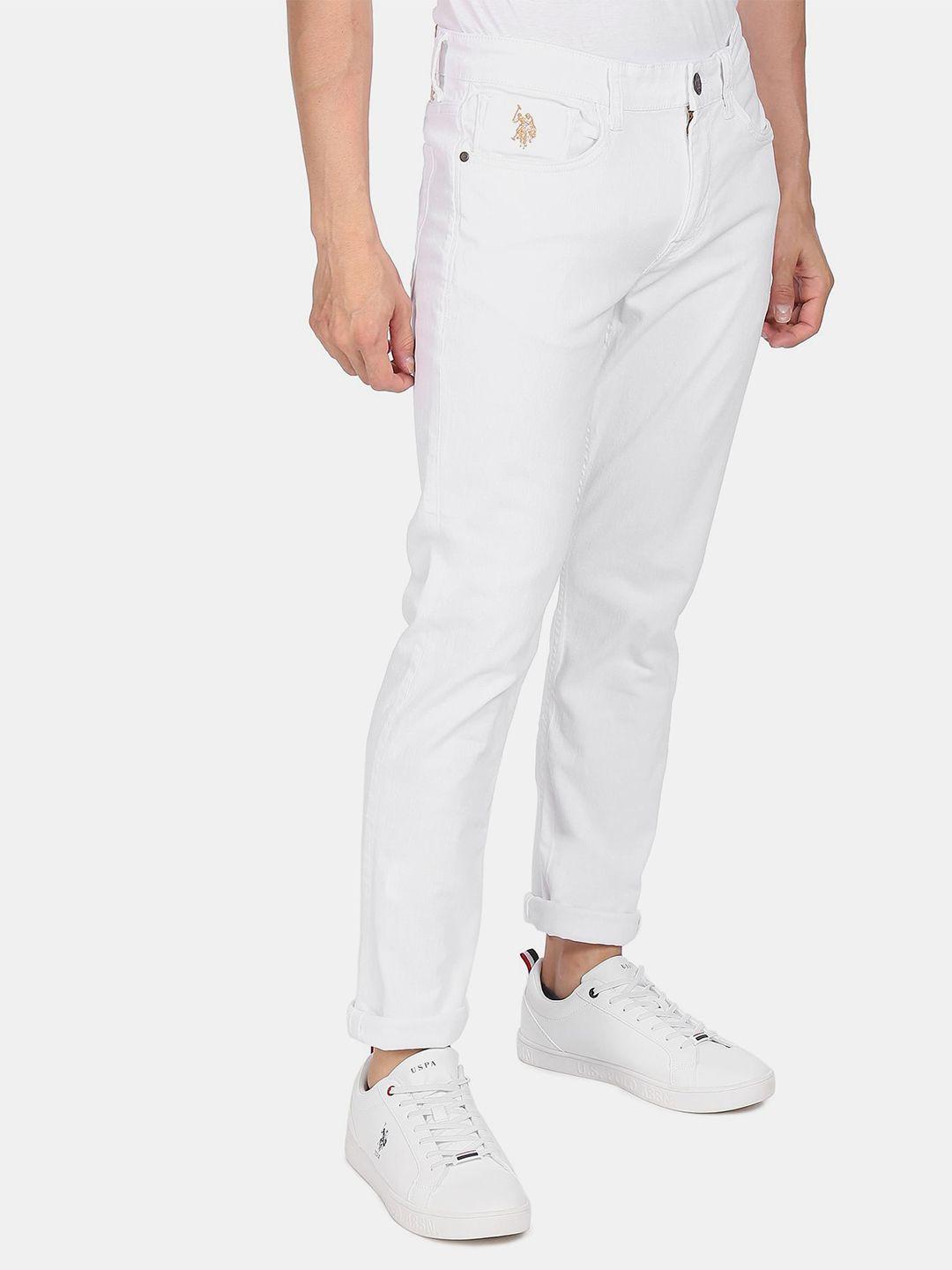 u.s. polo assn. denim co. men white tapered fit solid jeans