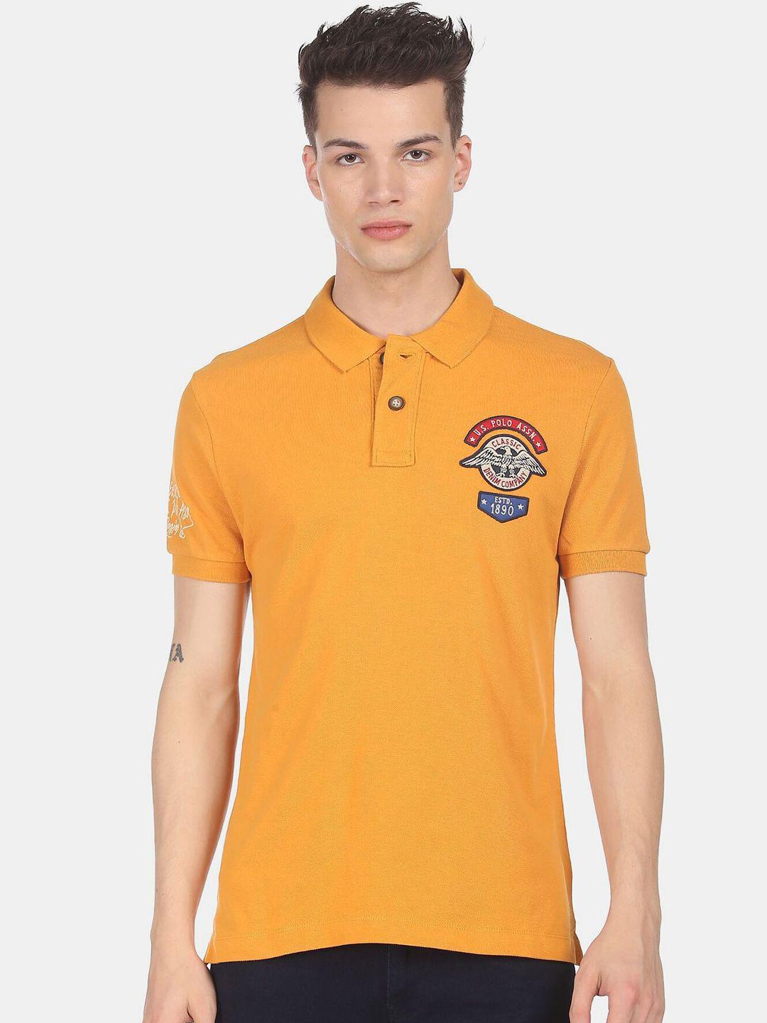 u.s.-polo-assn.-denim-co.-men-yellow-polo-collar-applique-cotton-t-shirt