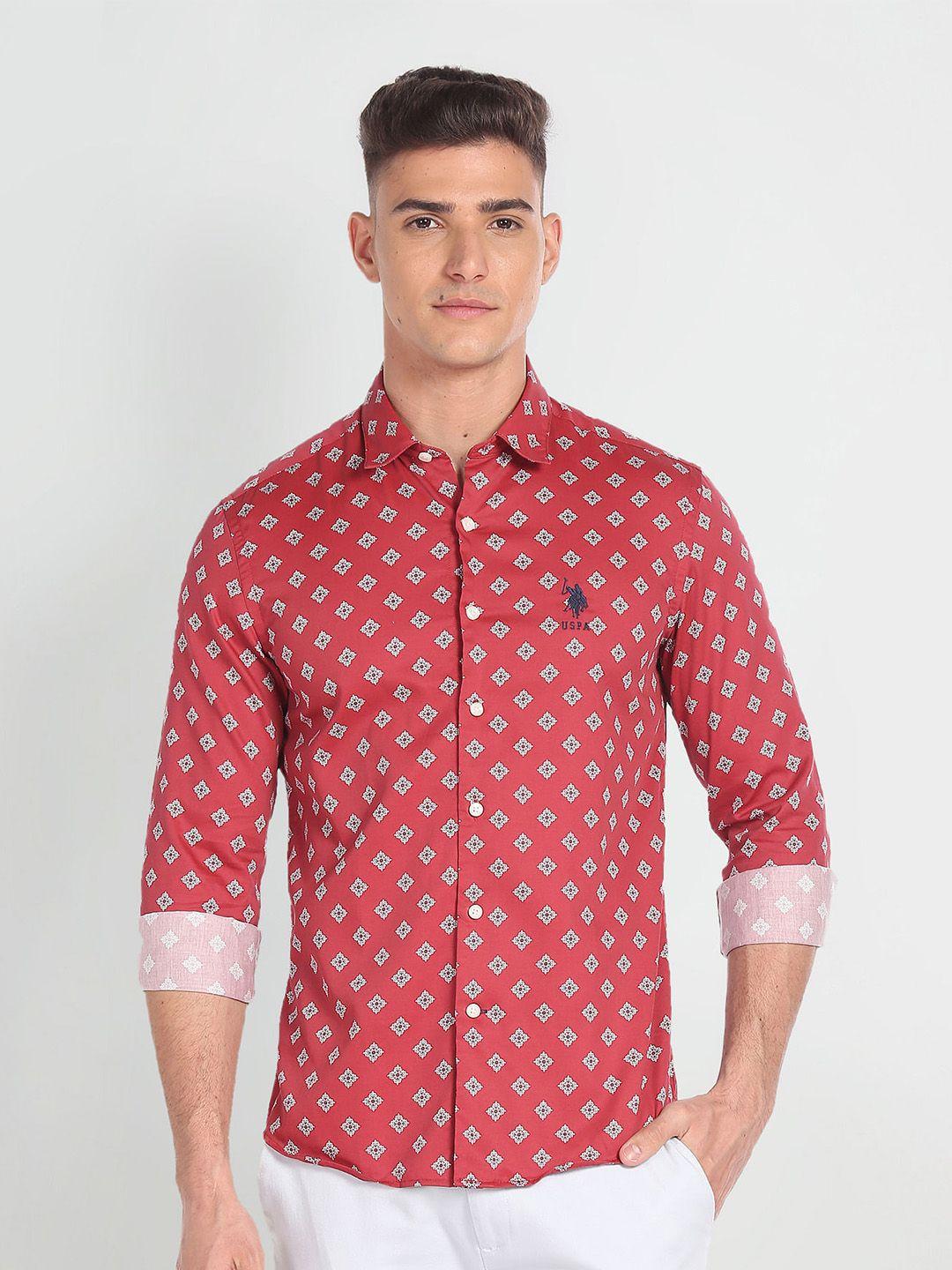 u.s. polo assn. denim co. slim fit floral printed casual shirt