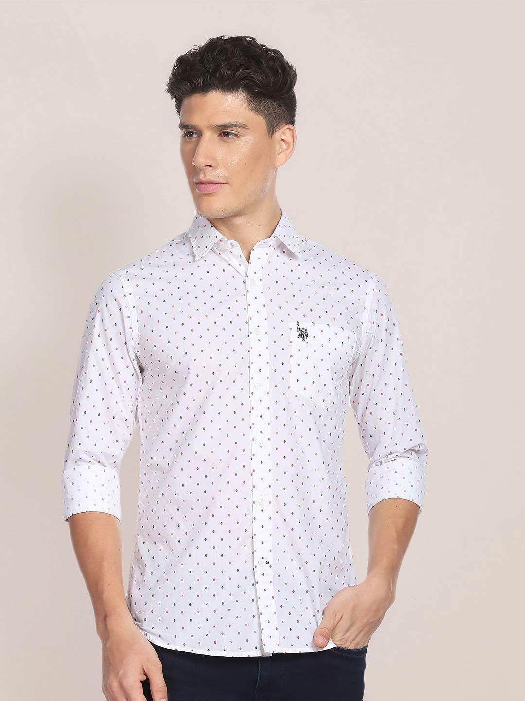 u.s. polo assn. geometric printed pure cotton casual shirt