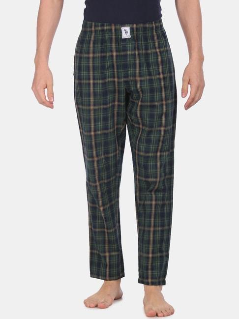 u.s. polo assn. green & navy regular fit checks nightwear pyjamas