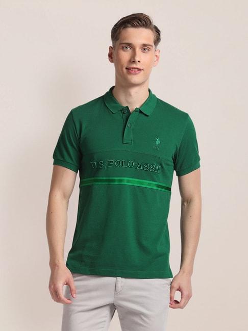 u.s. polo assn. green slim fit embroidered cotton polo t-shirt