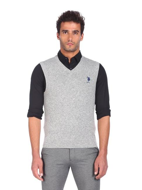 u.s. polo assn. grey regular fit sweater