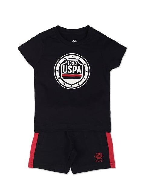 u.s. polo assn. kids black printed t-shirt with shorts