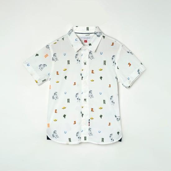 u.s. polo assn. kids boys all-over printed short sleeve casual shirt