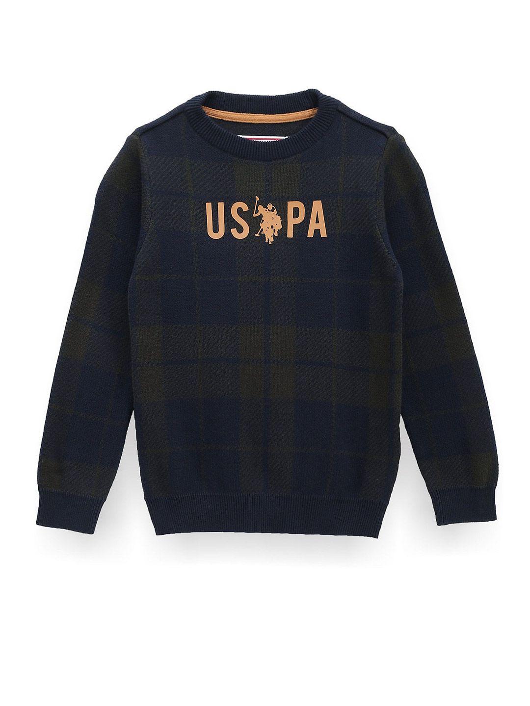 u.s. polo assn. kids boys checked pullover sweater
