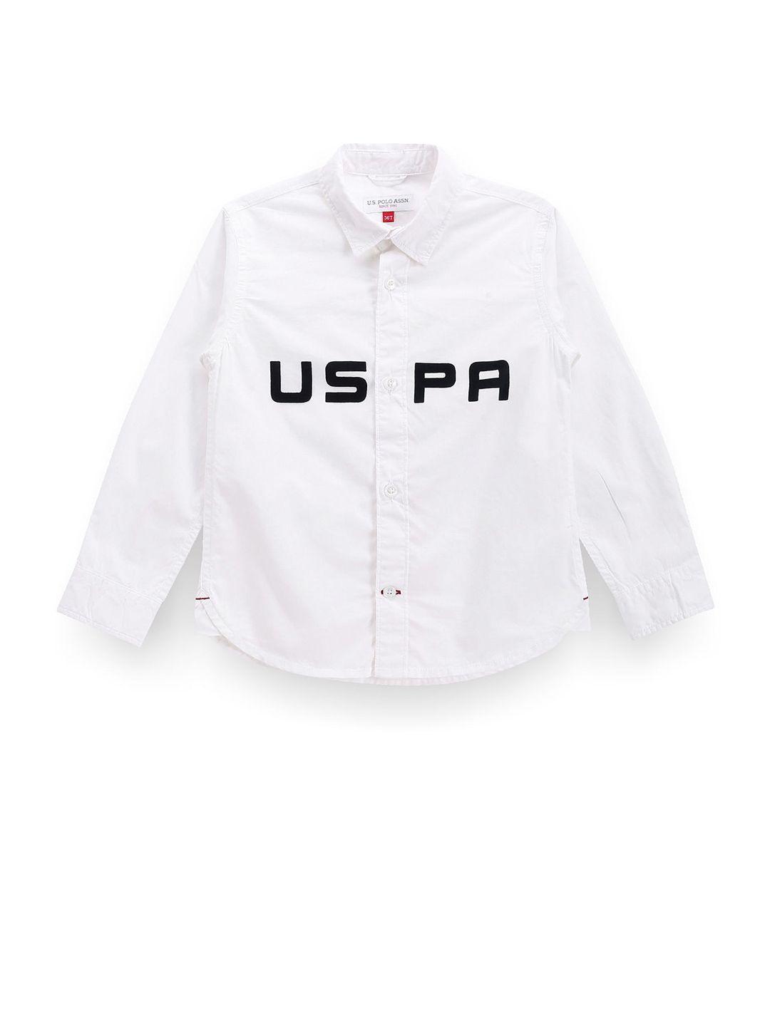 u.s. polo assn. kids boys classic fit brand logo printed casual shirt
