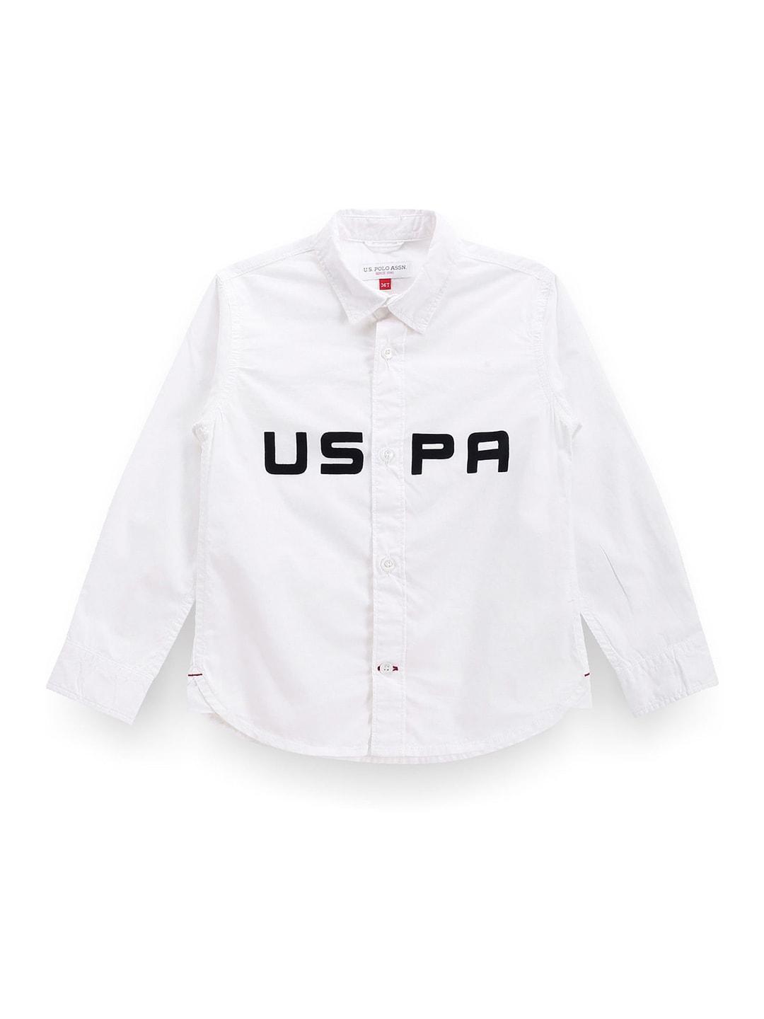 u.s. polo assn. kids boys classic fit brand logo printed casual shirt