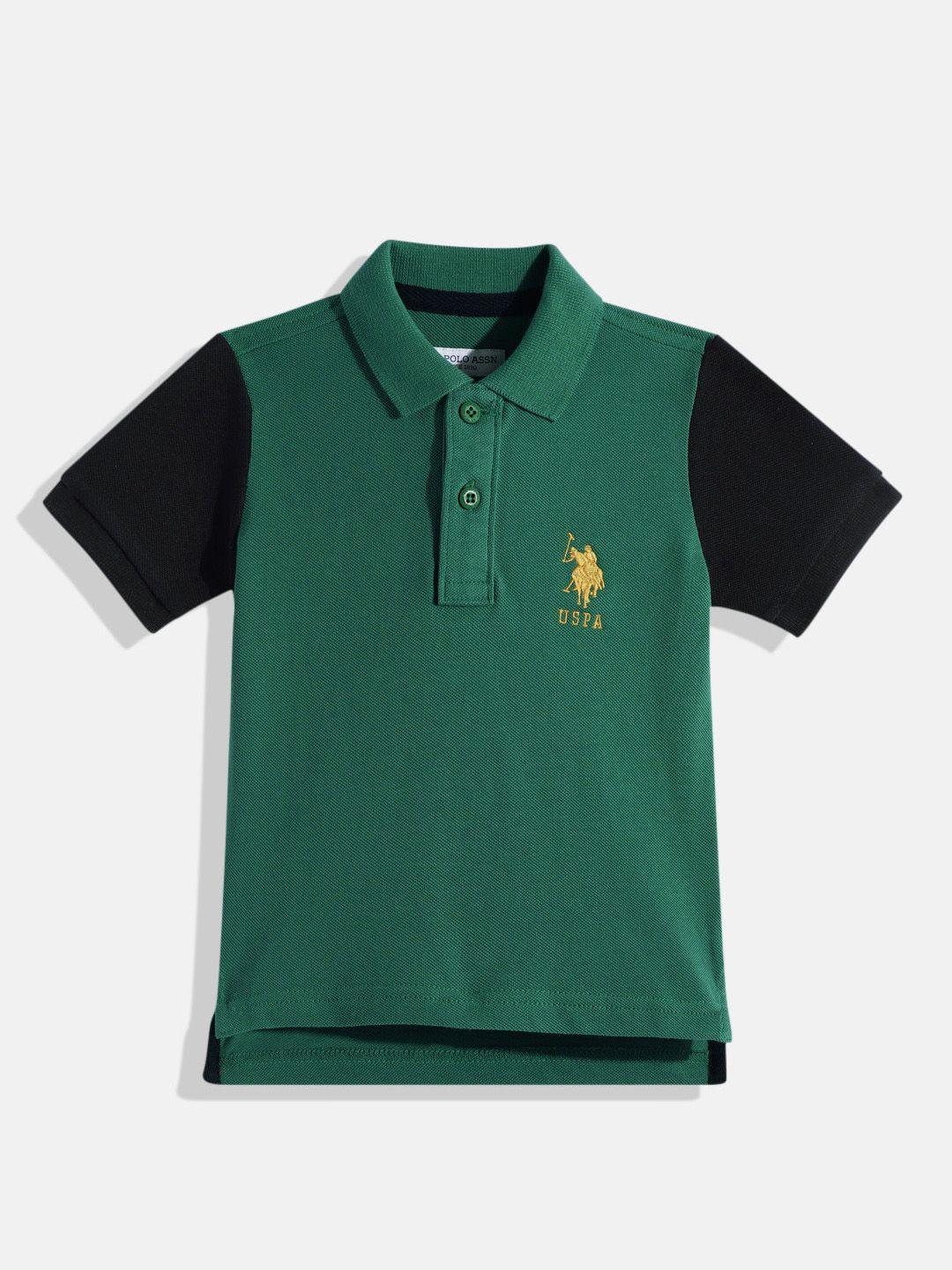 u.s. polo assn. kids boys colourblocked pure cotton t-shirt
