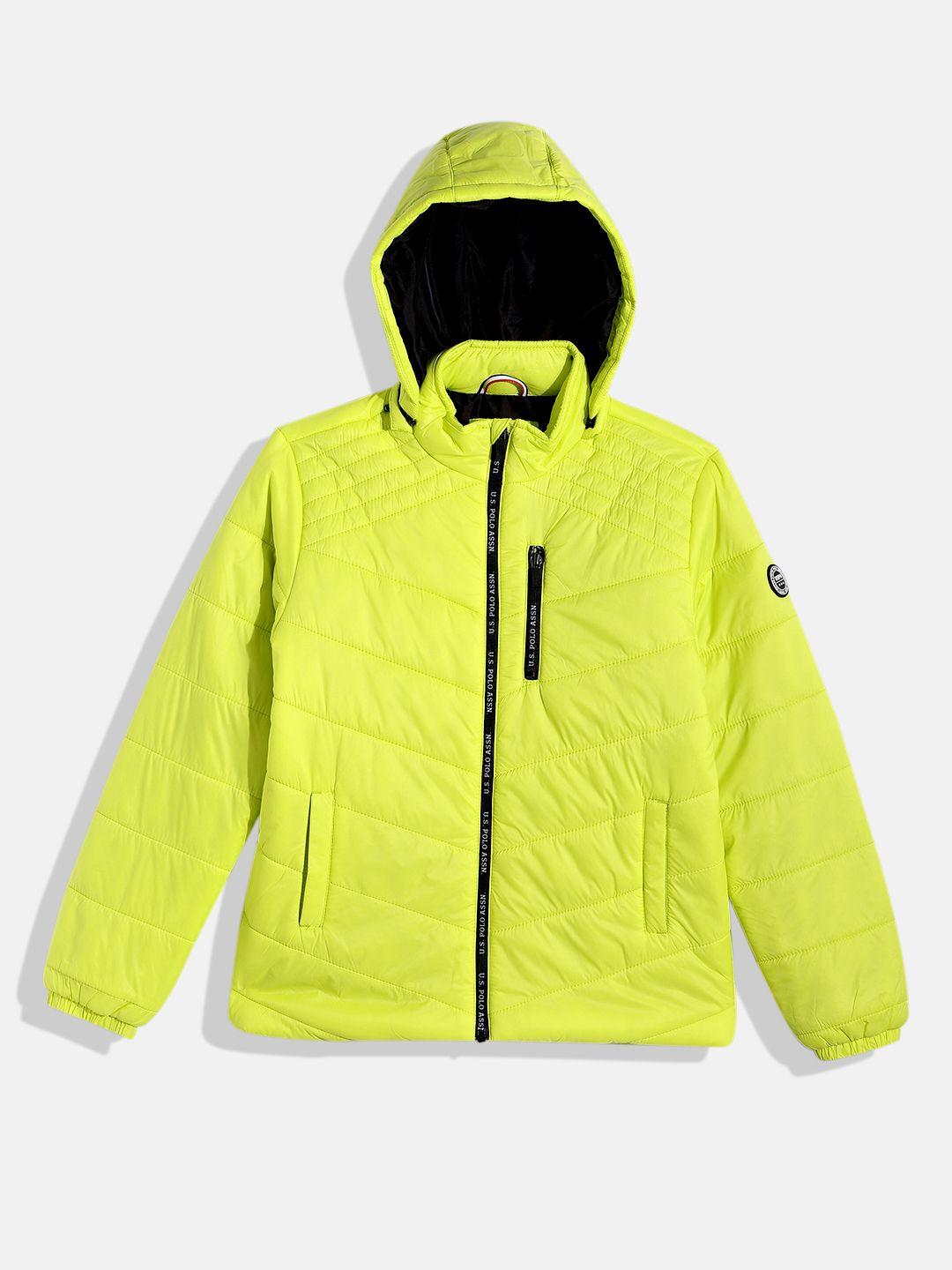 u.s. polo assn. kids boys fluorescent green solid puffer jacket