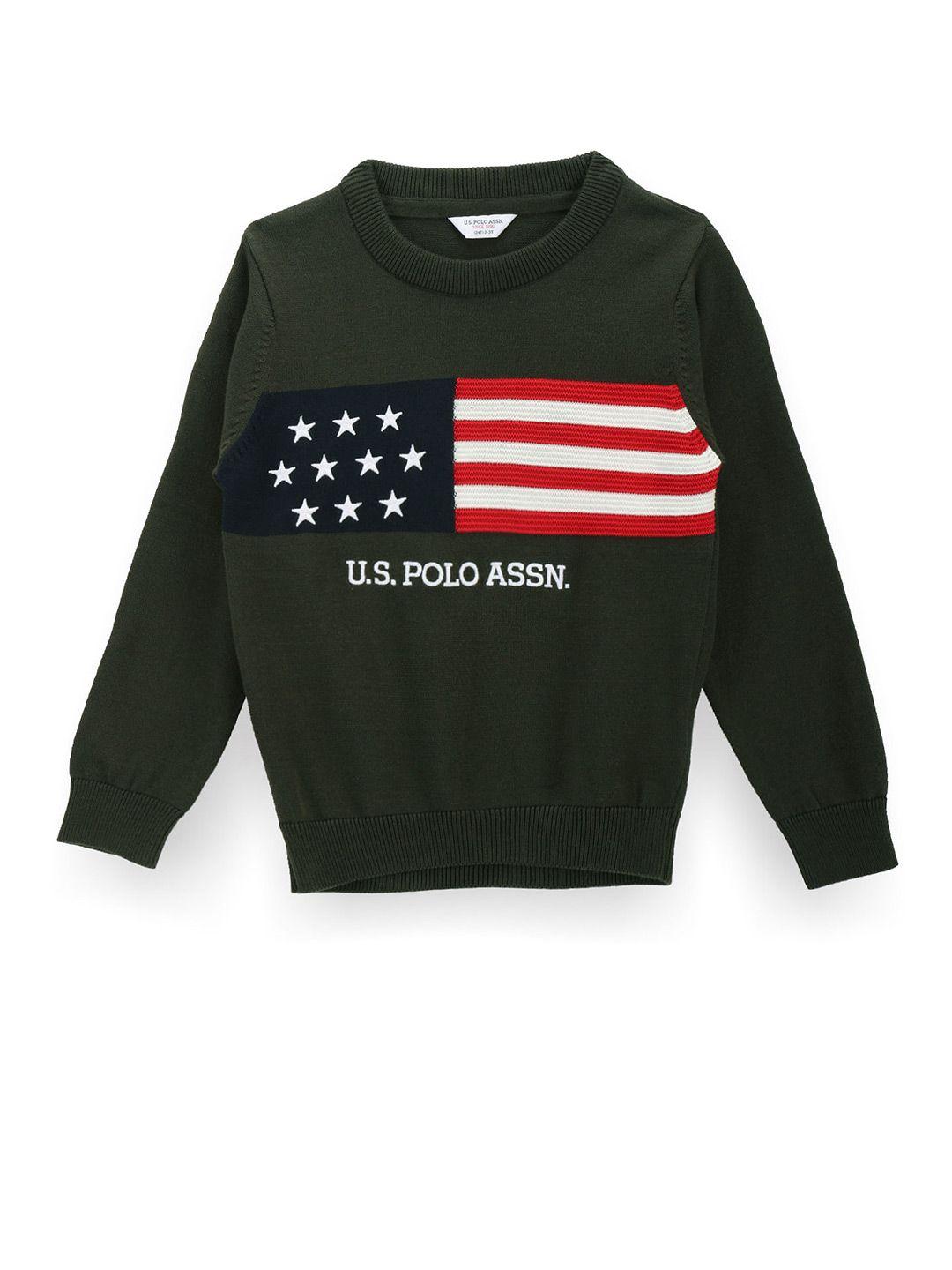 u.s. polo assn. kids boys graphic printed pure cotton pullover