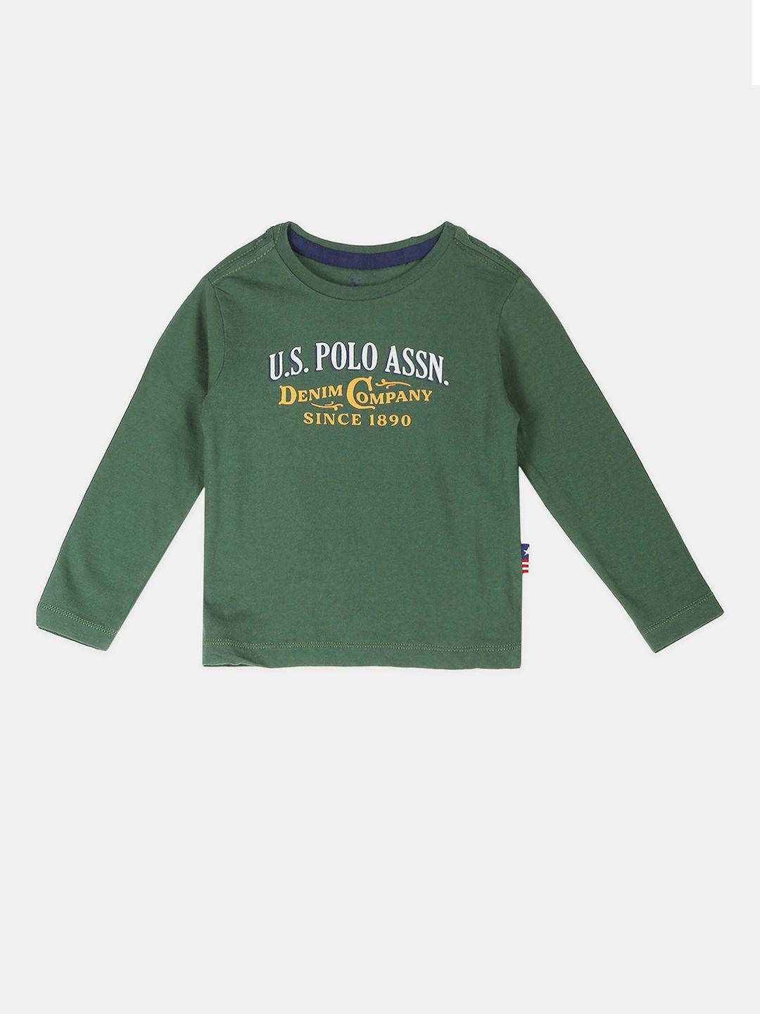 u.s. polo assn. kids boys green typography printed t-shirt