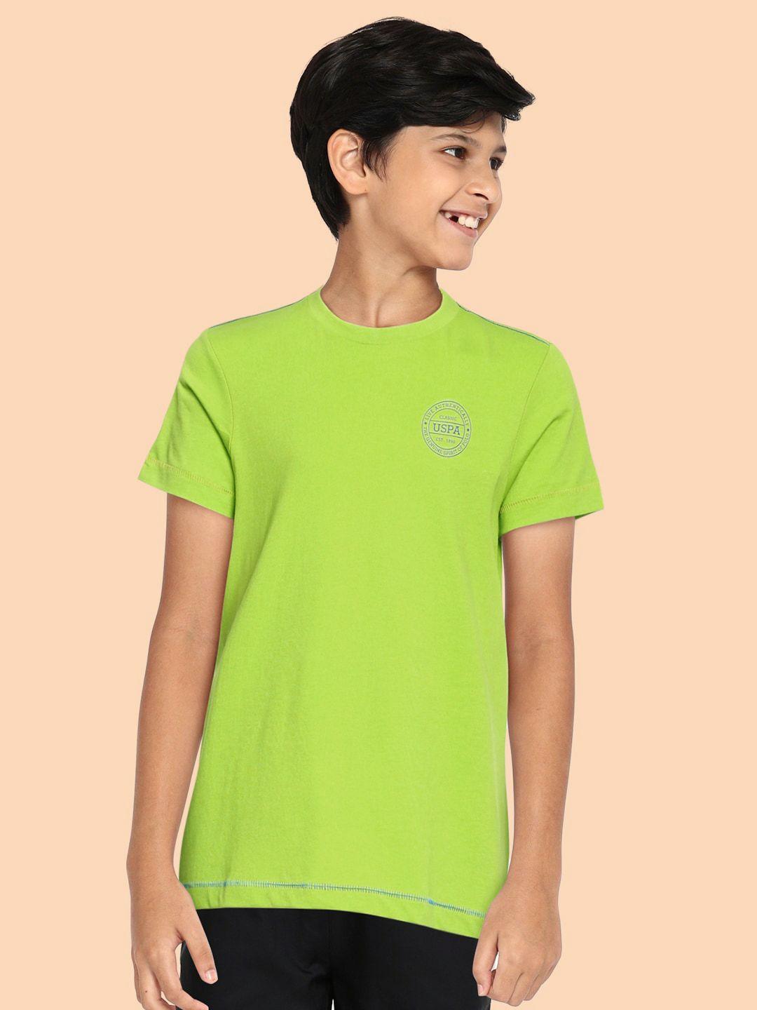 u.s. polo assn. kids boys lime green solid pure cotton lounge t-shirt