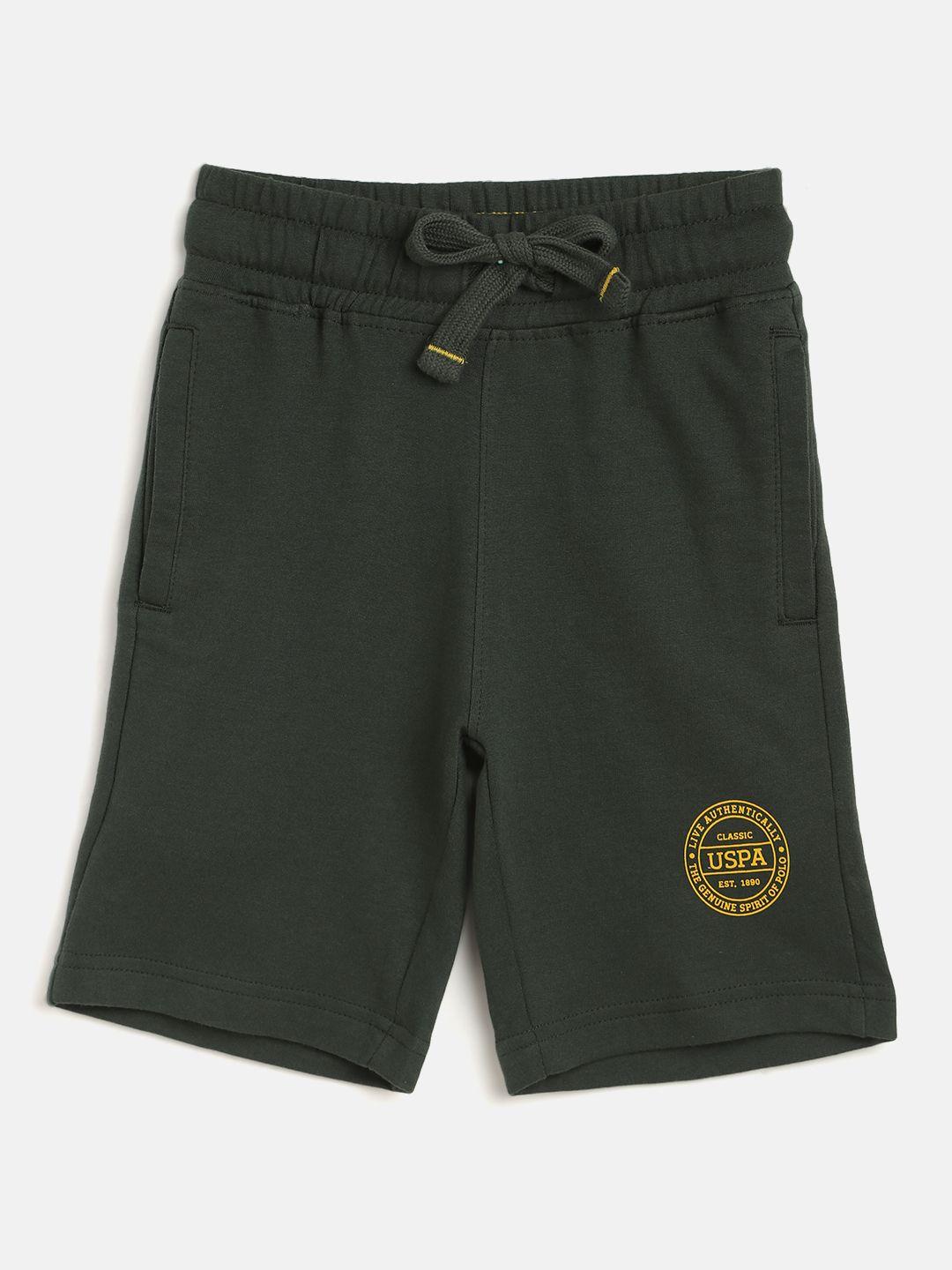 u.s. polo assn. kids boys olive green cotton solid lounge shorts