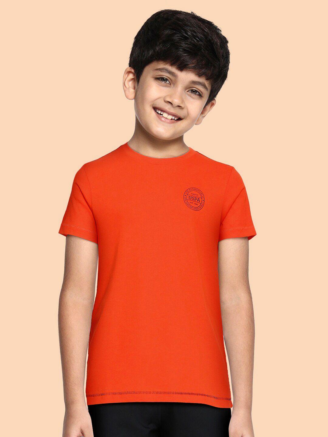 u.s. polo assn. kids boys orange pure cotton lounge t-shirt