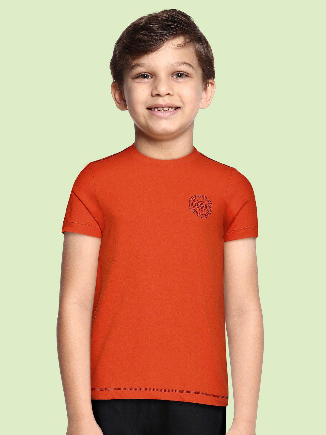 u.s. polo assn. kids boys orange solid pure cotton lounge t-shirt