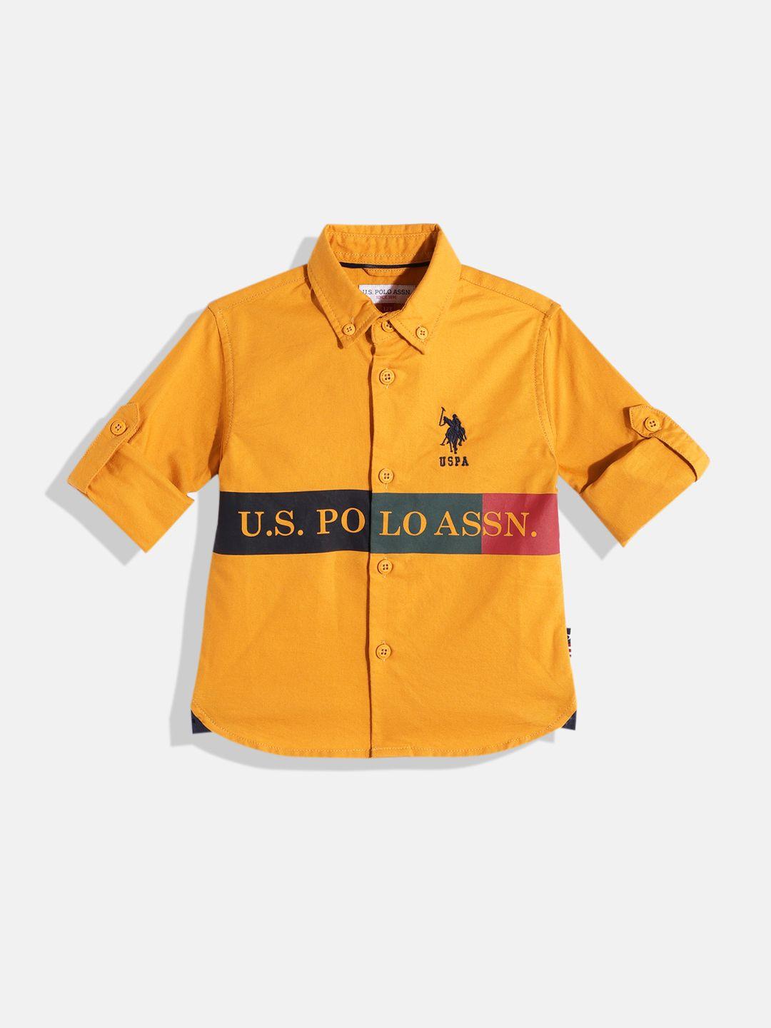u.s. polo assn. kids boys printed pure cotton casual shirt