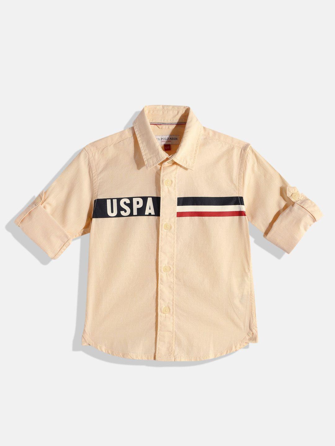 u.s. polo assn. kids boys printed pure cotton casual shirt